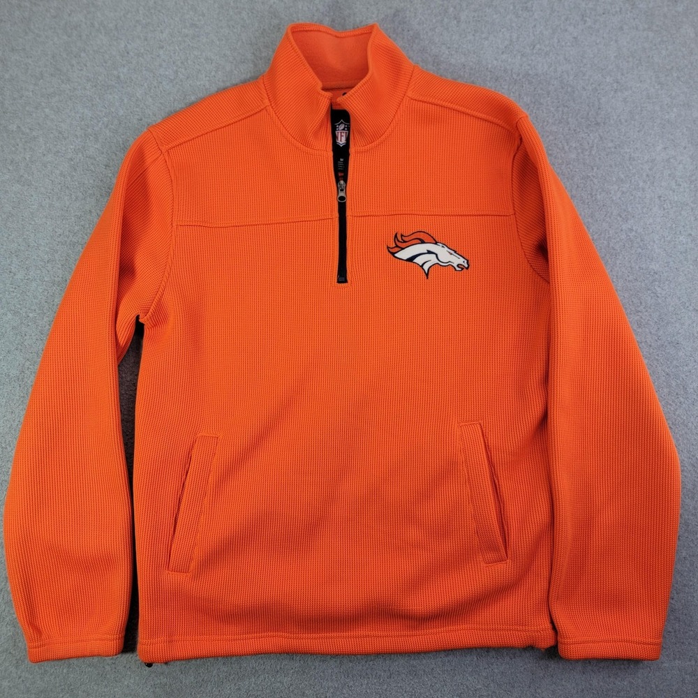 Denver Broncos Sweatshirt Mens Medium Orange NFL Football GIII Quarter Zip
